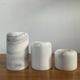 Trio de bougeoirs rouleaux vintage en marbre blanc