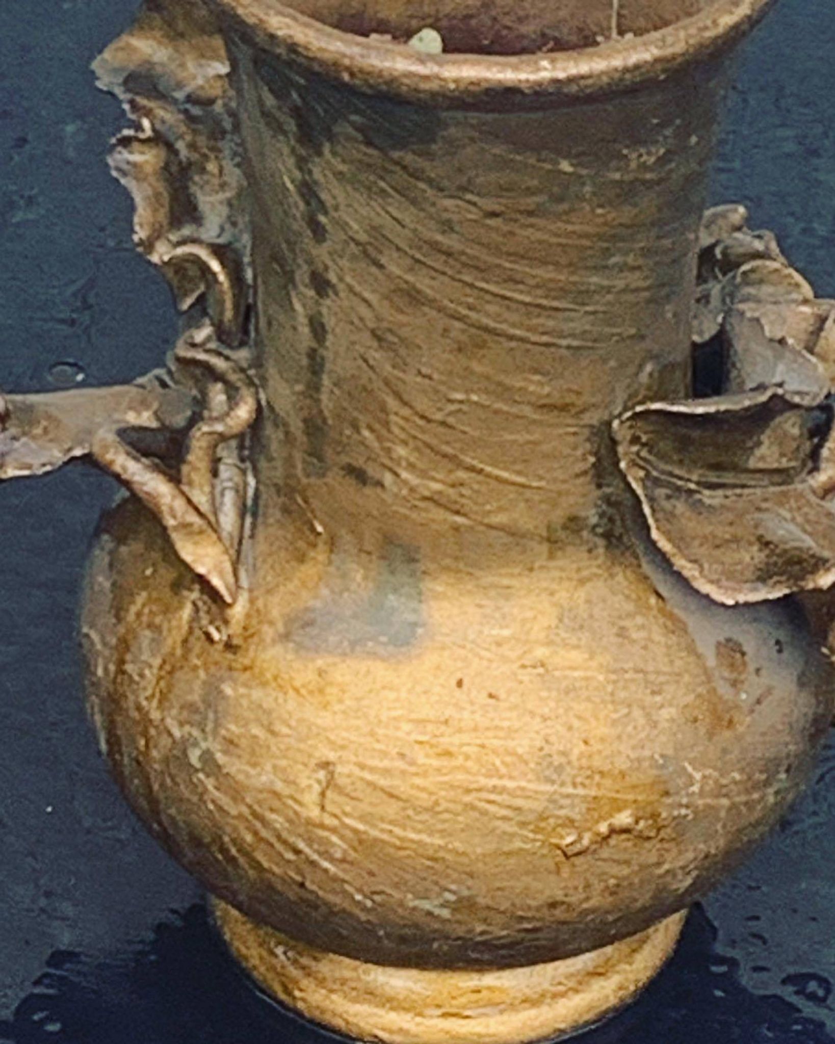 Pair of slip vases, ceramic with golden patina, signed Édouard Gilles.