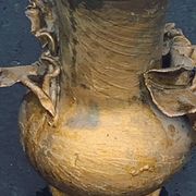 Pair of slip vases, ceramic with golden patina, signed Édouard Gilles.