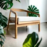 Deep XL wooden chaise longue with cushion