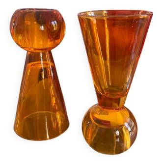 Vintage glass candle holder vase