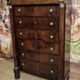 Empire period chest of drawers, early 19th century, in flame mahogany.