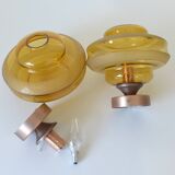 1 of 2 hand blown amber glass ceiling lights / redesign vintage wall lamps