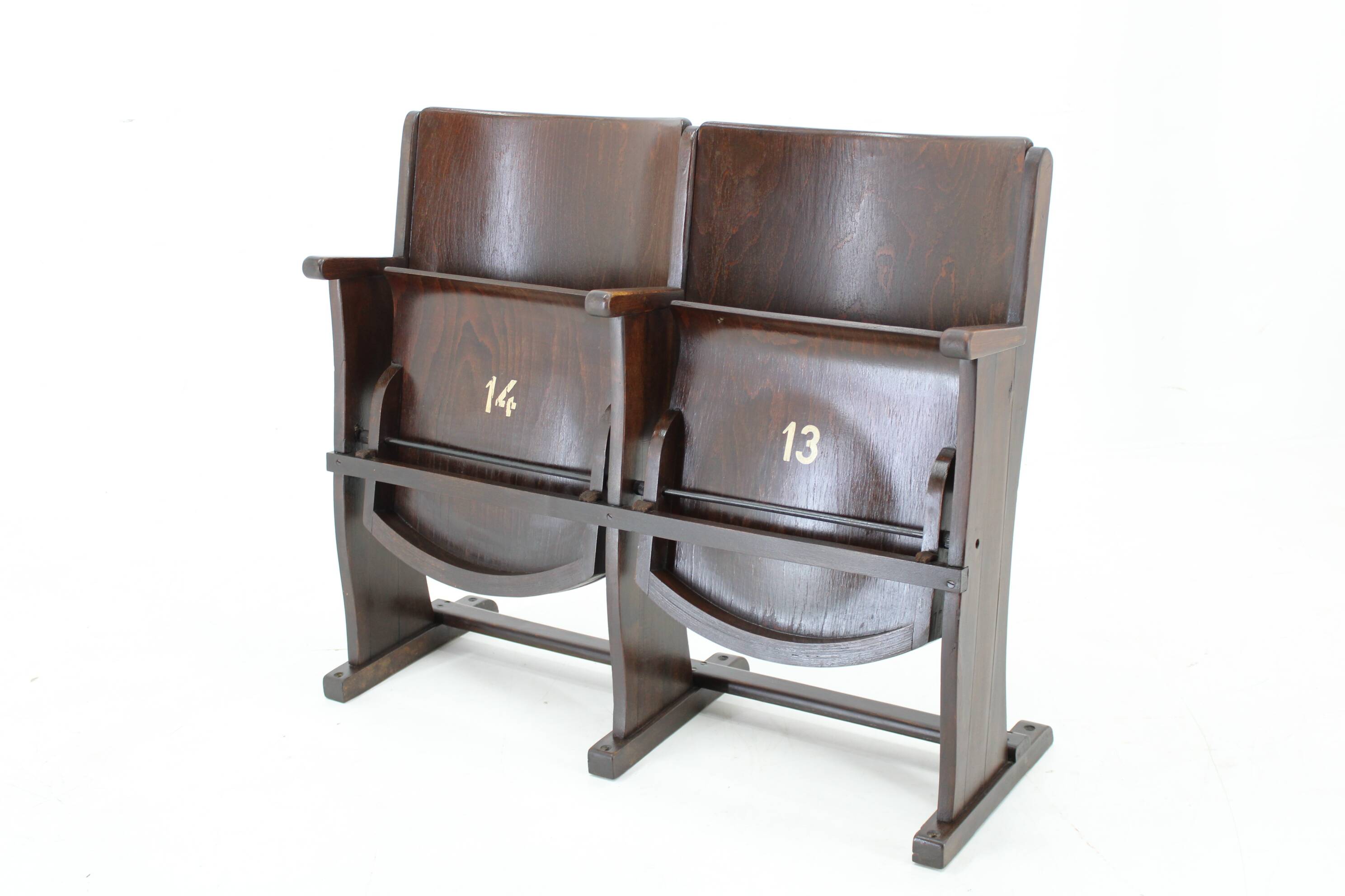 1970 two seater cinema bench by ton, czechoslovakia