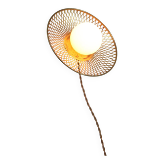 Mid-Century Intricate Wall Lamp in Brass and Opaline Glass, 1950s