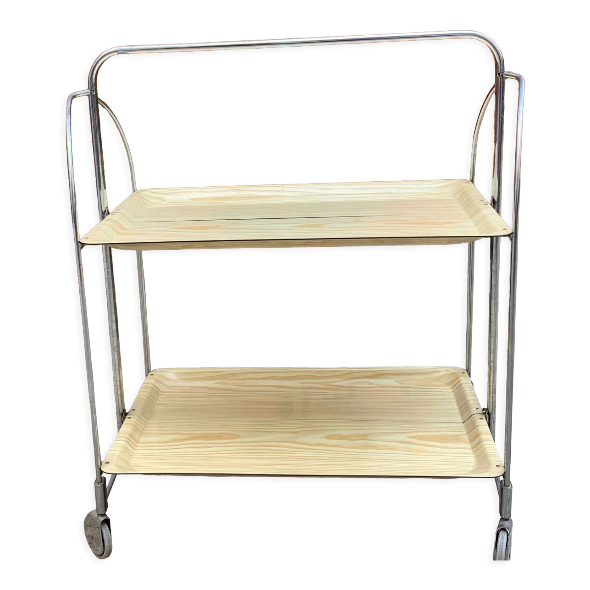 Folding travel service in vintage formica