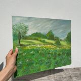 Old painting of a rural landscape