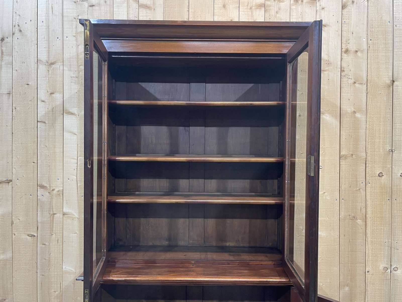 19th century Victorian 2-body bookcase in mahogany