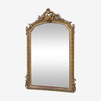 Louis XV style mirror in stuccoed and gilded wood circa 1880