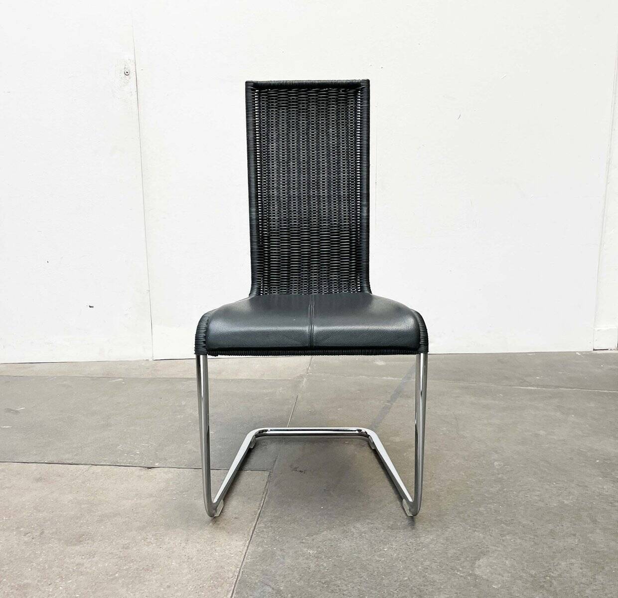 Grey German cantilever chairs B25 with leather cushions from Tecta, set of 4.