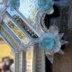 Venetian mirror in colourless and blue Murano glass, circa 1930.