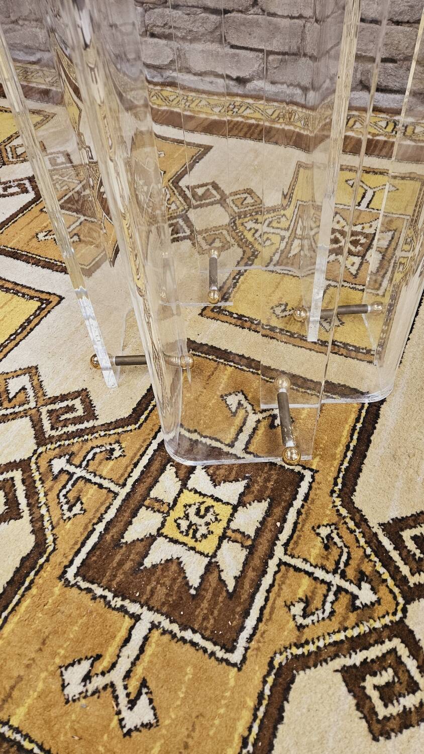 Table de salle à manger plexi verre fumé 1970 vintage