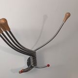 Vintage Wall mount ‘Octopus’ metal and wood swivel coat rack