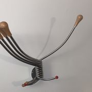 Vintage Wall mount ‘Octopus’ metal and wood swivel coat rack