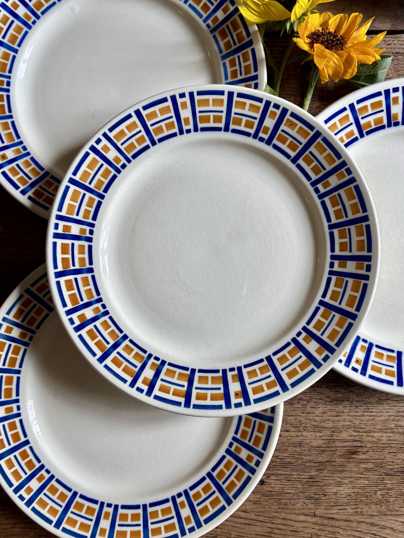 Set of 8 antique flat plates - Robinson de Badonvillier