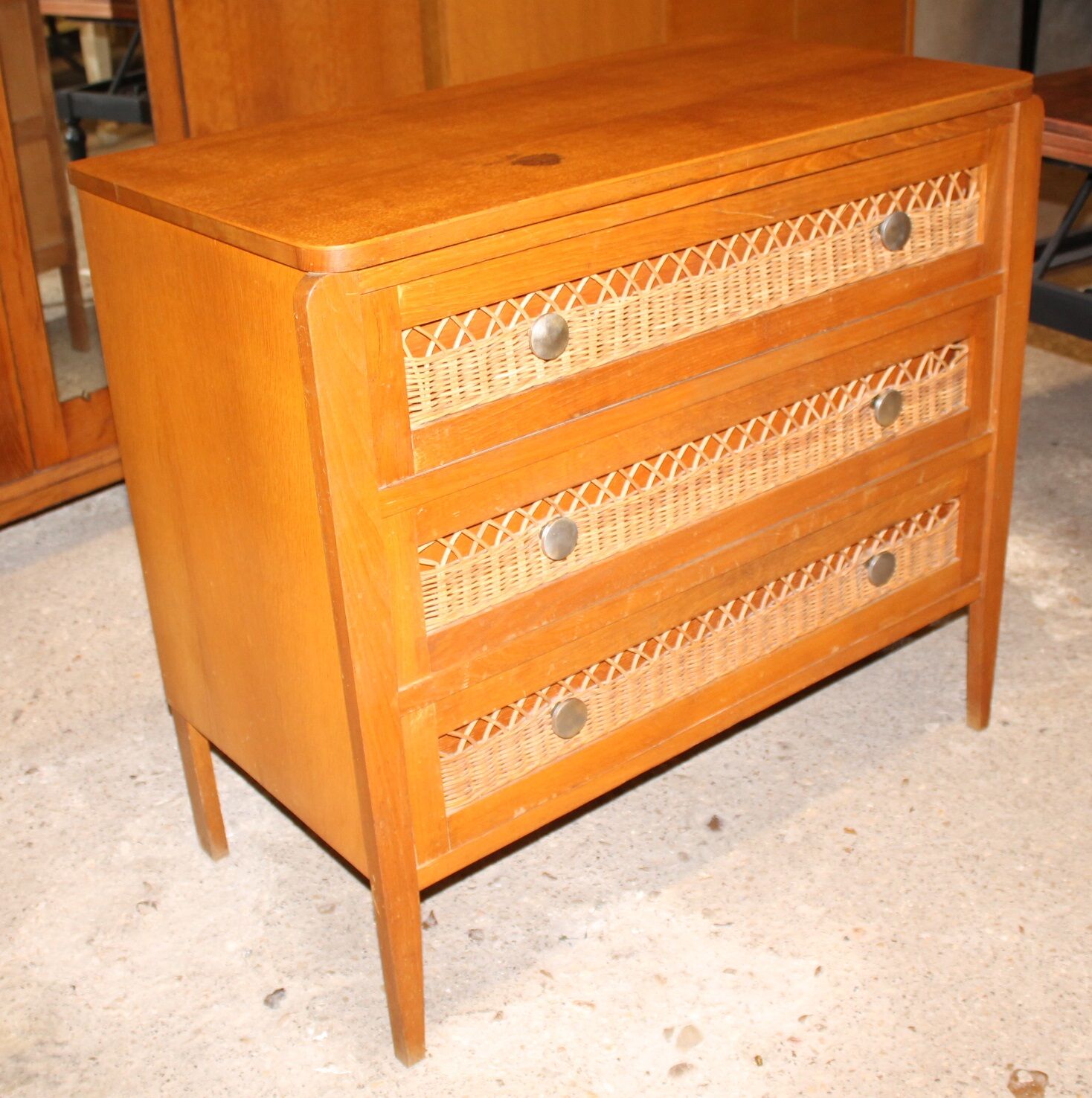 Vintage wicker chest of drawers