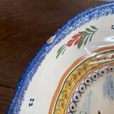 Fruit bowl, bird head handle HB Quimper Breton earthenware