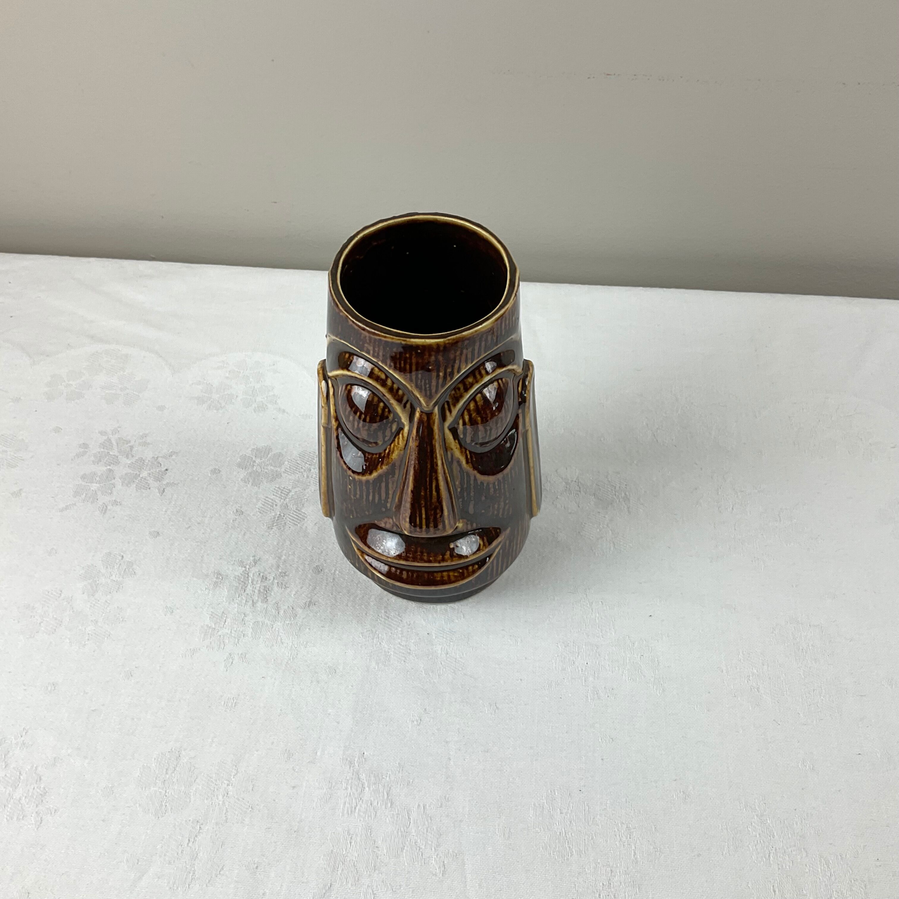 Small vintage ethnic face vase