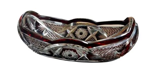 Ruby Red Bohemian Crystal Bowl from the Mid-1900s