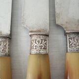Box 12 old table knife blade steel blade Virole Louis XVI horn handle