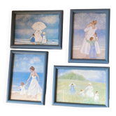 4 frames of women and children