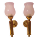 Pair of vintage design brass and opaline wall lights
