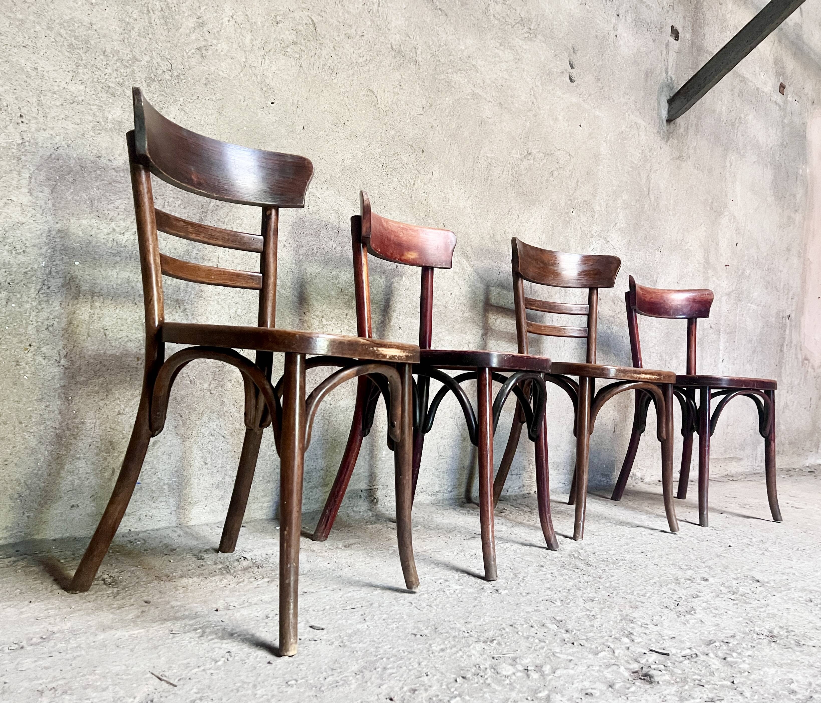 Set of 4 Fischel bistro chairs crocodile model 1930