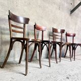 Set of 4 Fischel bistro chairs crocodile model 1930