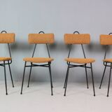 Set of 4 Italian dining chairs newly upholstered 1950s