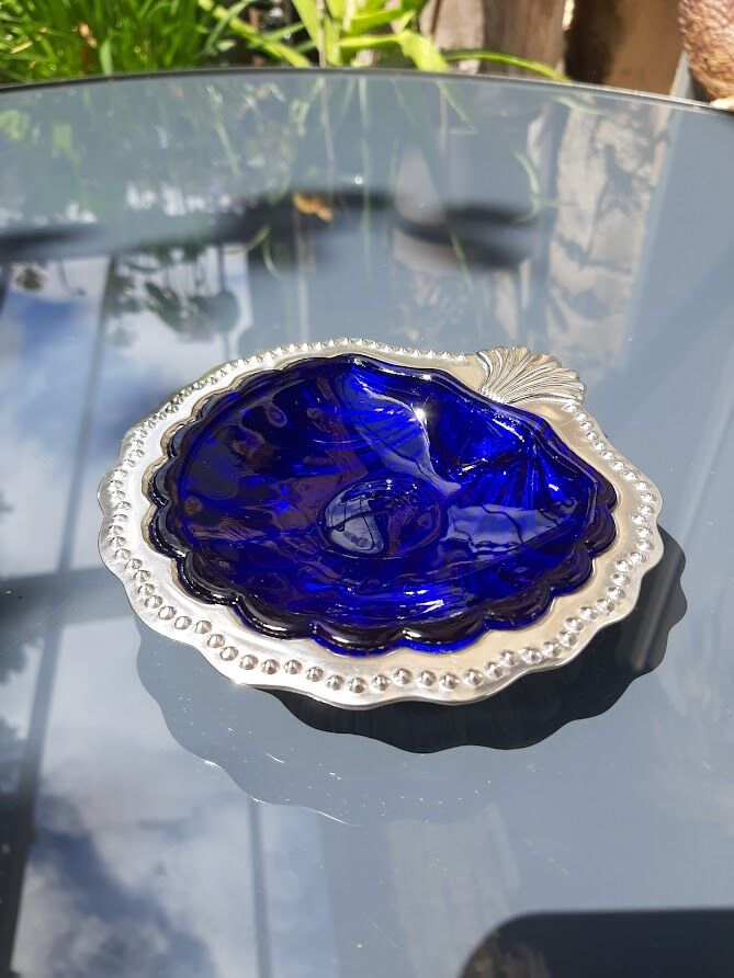 Blue cobalt butter dish