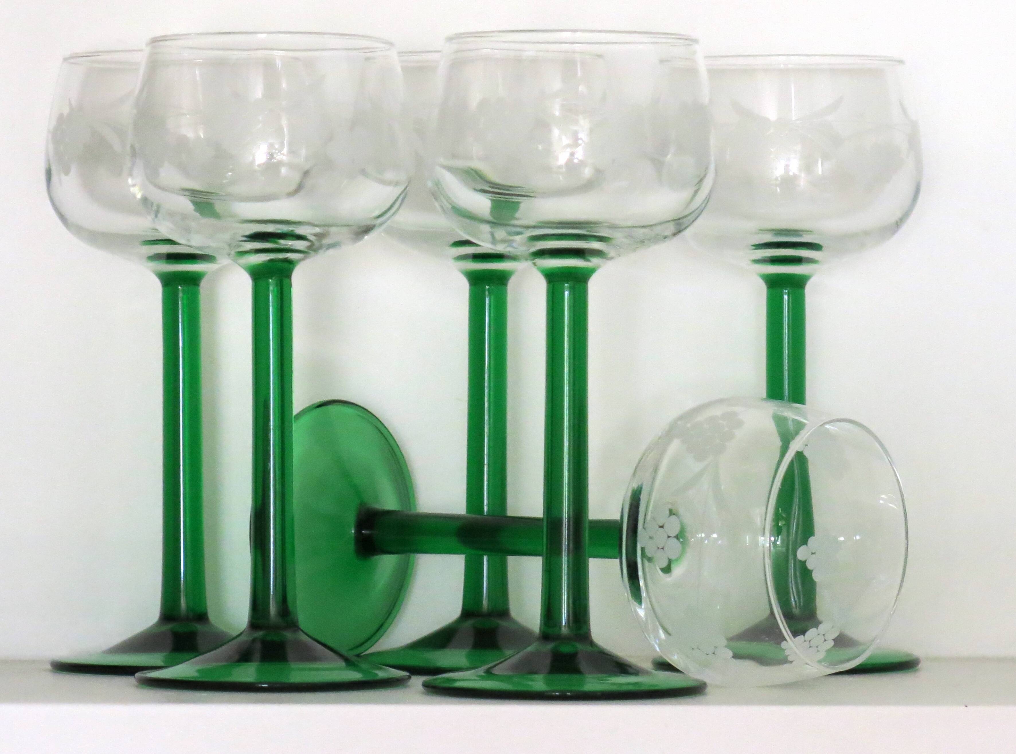 6 verres à vin d'Alsace sérigraphiés en très bon état