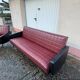 Vintage 70s red and black embossed sofa armchair set