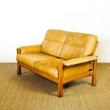 Salon complet en cuir camel 1960