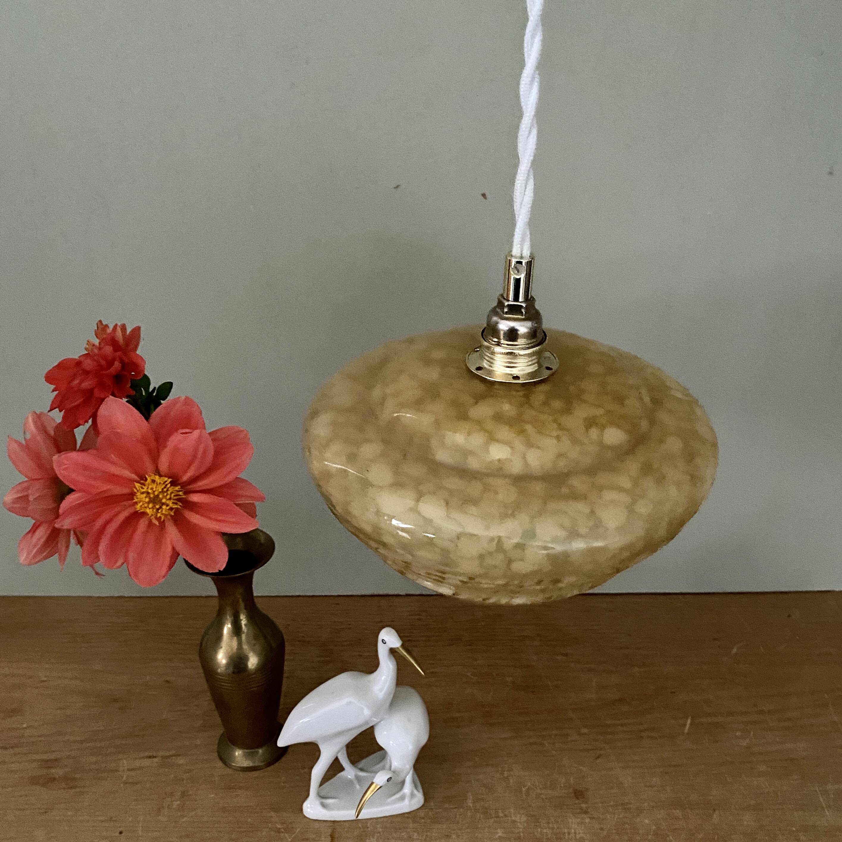 Vintag lampshade pendant light in yellow Clichy glass