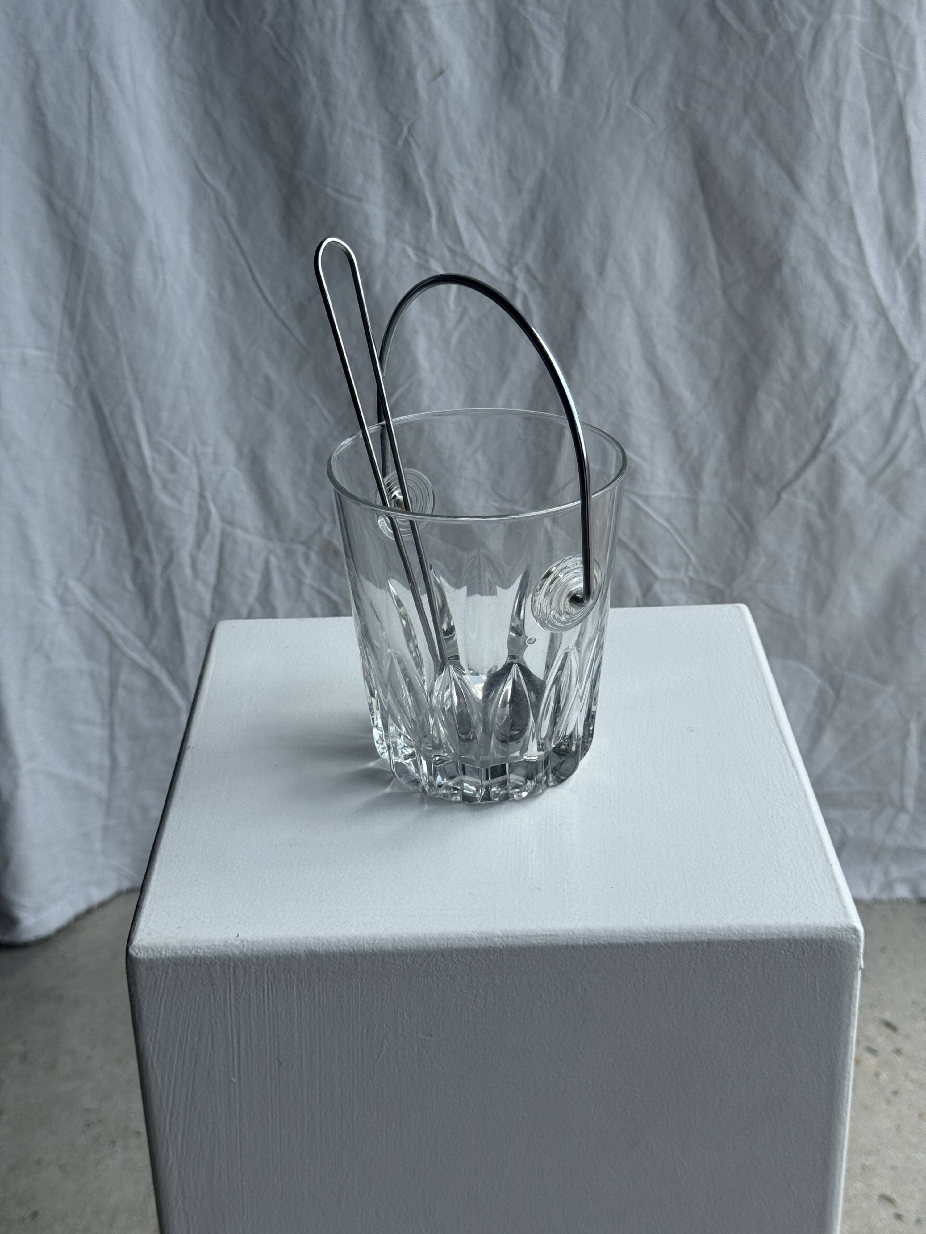 Small glass ice bucket with ladle H13.5