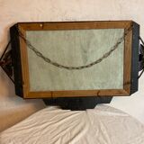 Art deco wrought iron wall mirror rose décor 64x38cm