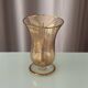 Art Deco Gilded Glass Vase with Geometric Gold Grid Decoration