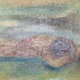 Oil on canvas signed woman on the beach