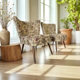 Set of 2 vintage floral cocktail armchairs