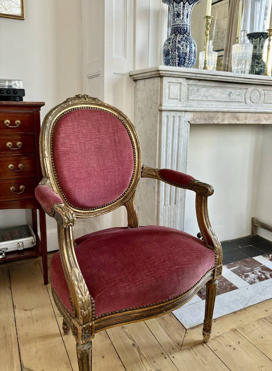 Paire de fauteuils médaillon Louis XVI