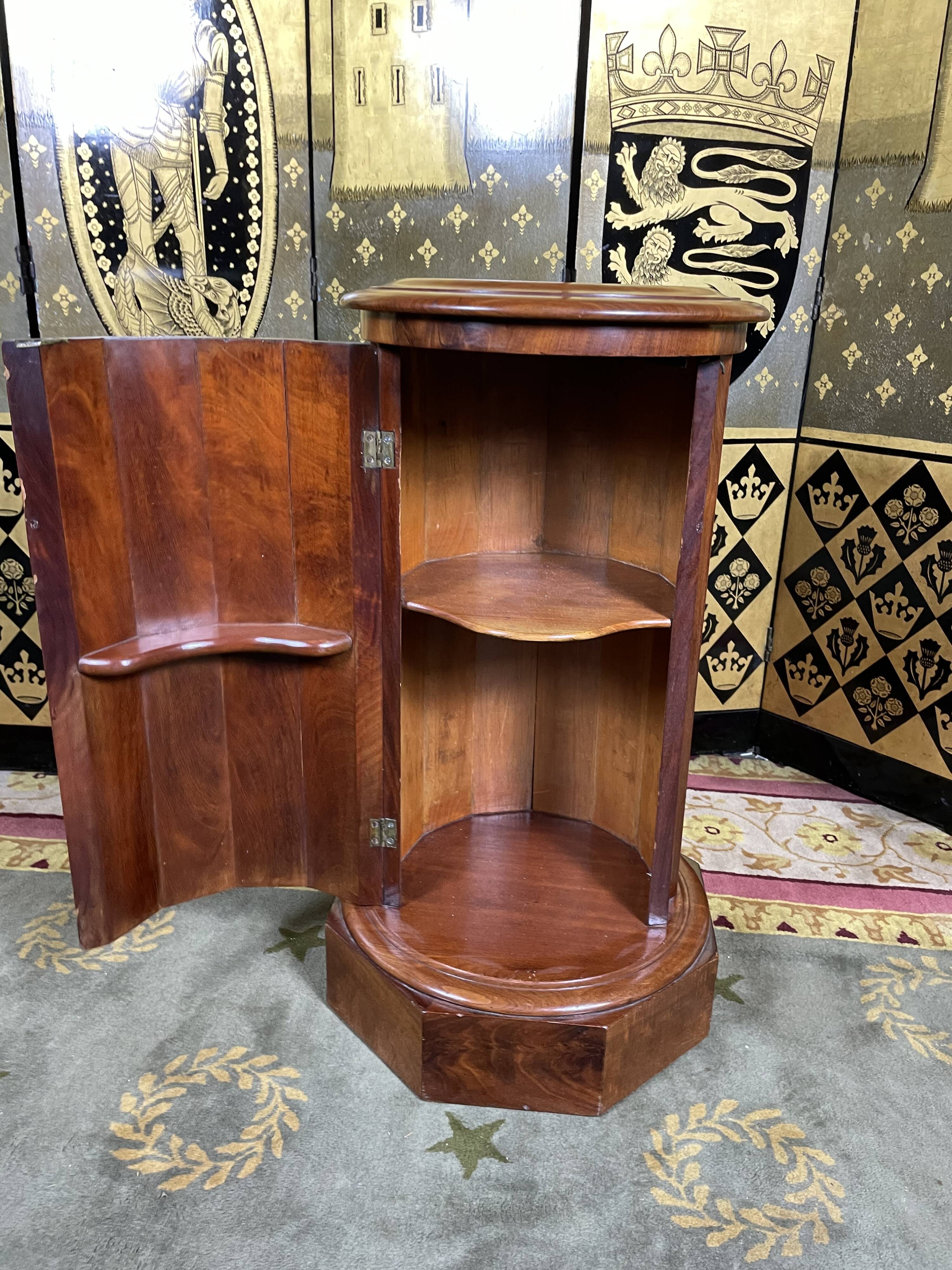 Bedside table in flamed mahogany and white marble