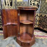 Bedside table in flamed mahogany and white marble