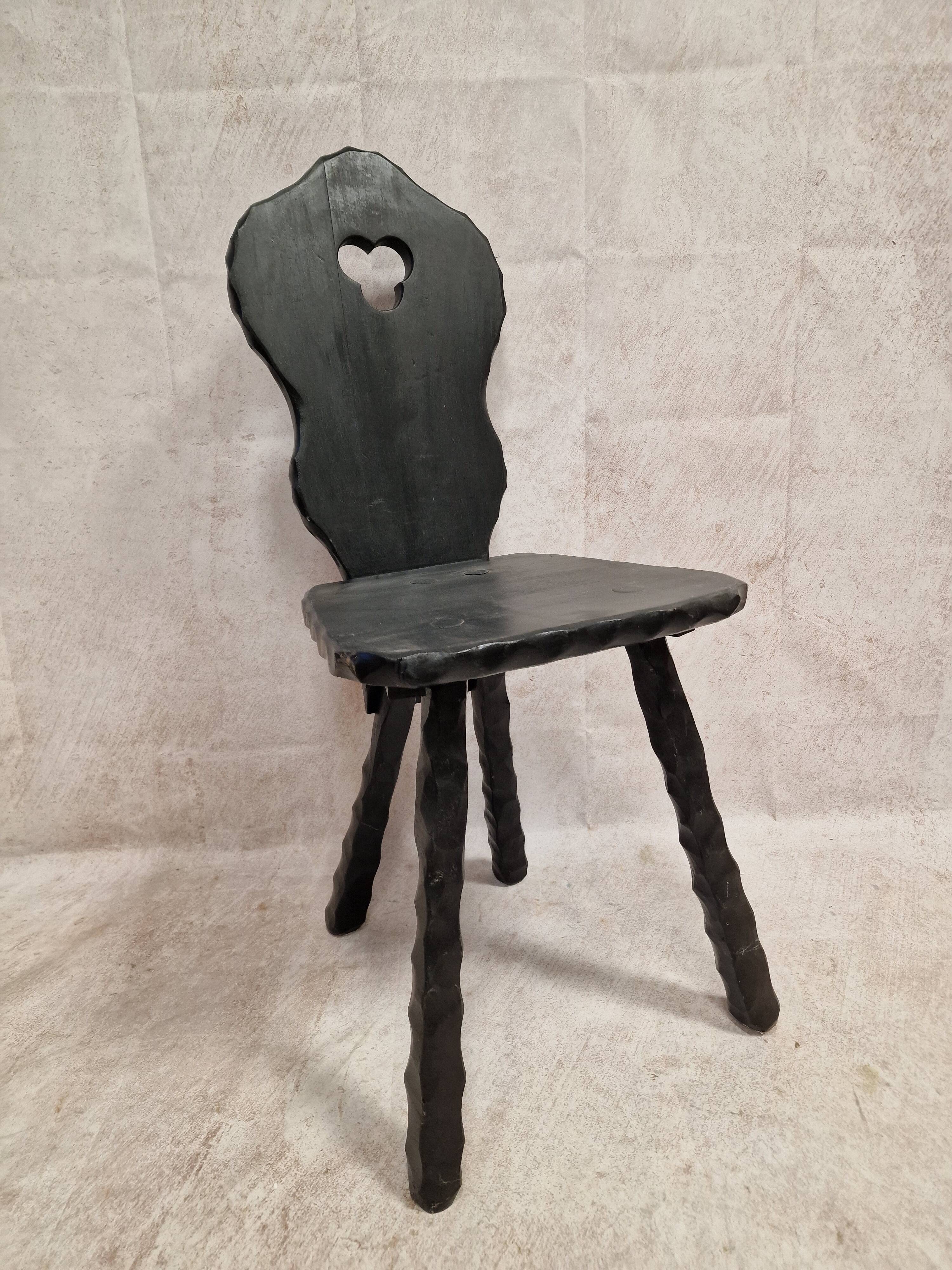 Black wooden brutalist chair