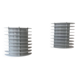 Pair of vintage wall lights, white lacquered metal, Borens, Sweden 1980