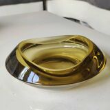 Bohemian Czech design empty pocket. Made of amber blown art glass by Rudolf Jurnikl.