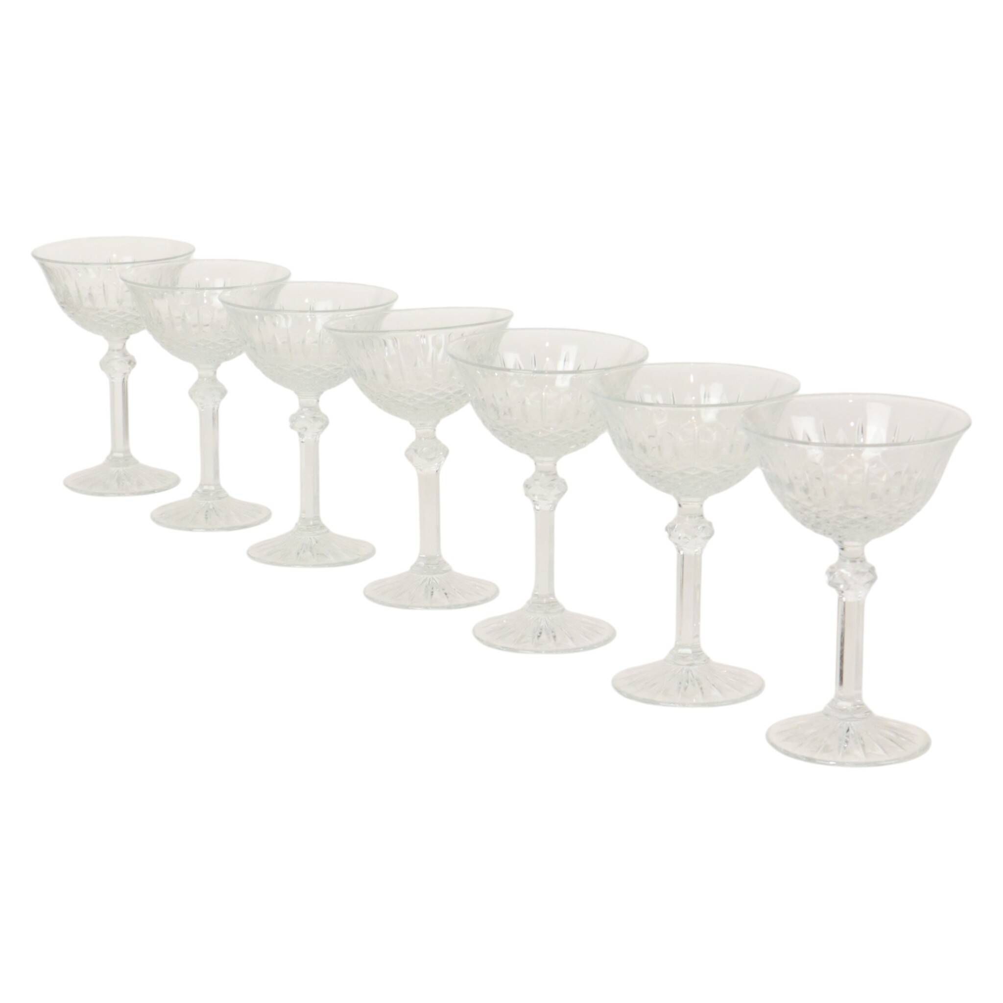 Set of 7 Regency Fidenza Crystal Champagne Glasses