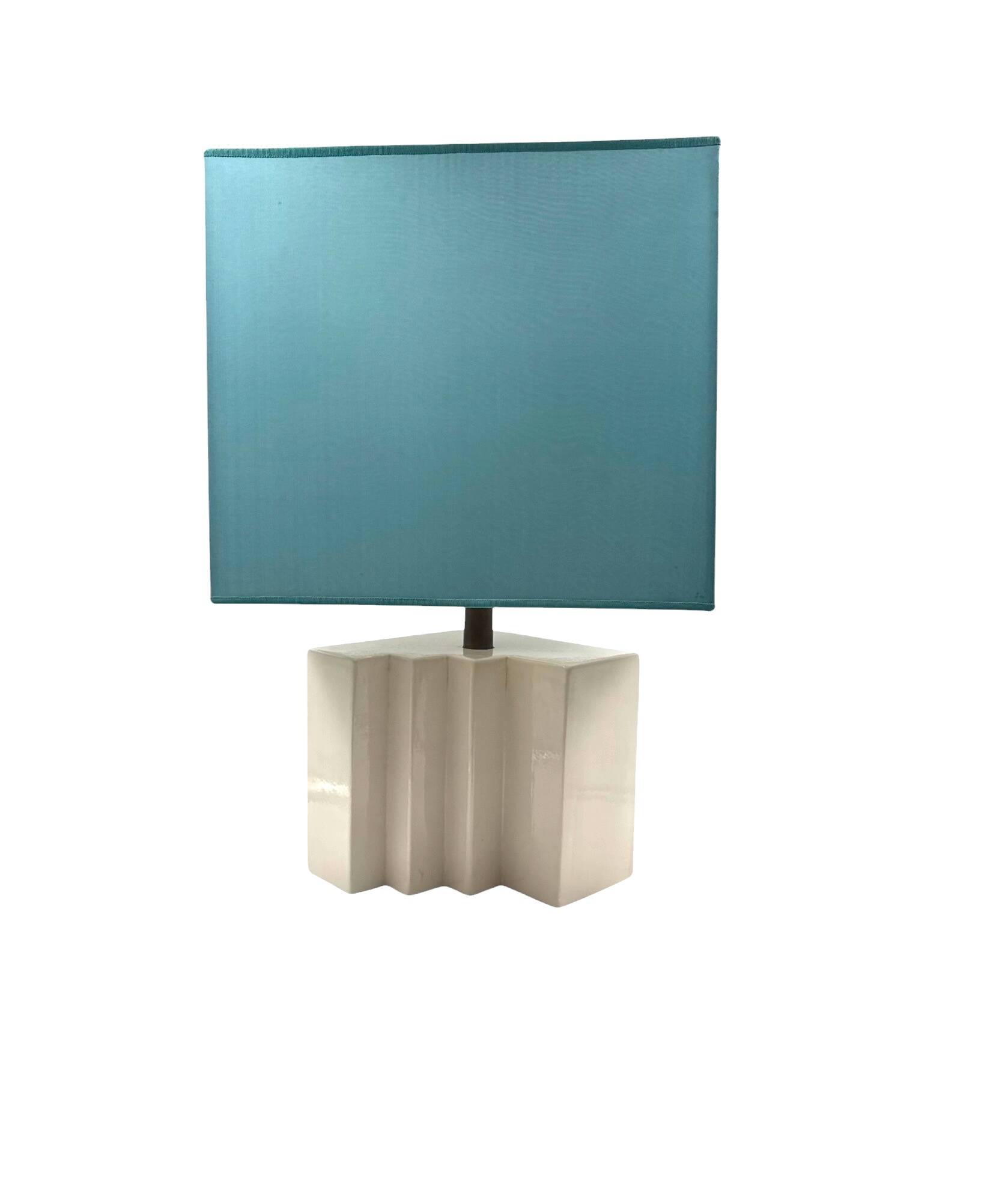 Hollywood regency set of 2 ceramic table Lamps, France 1970s