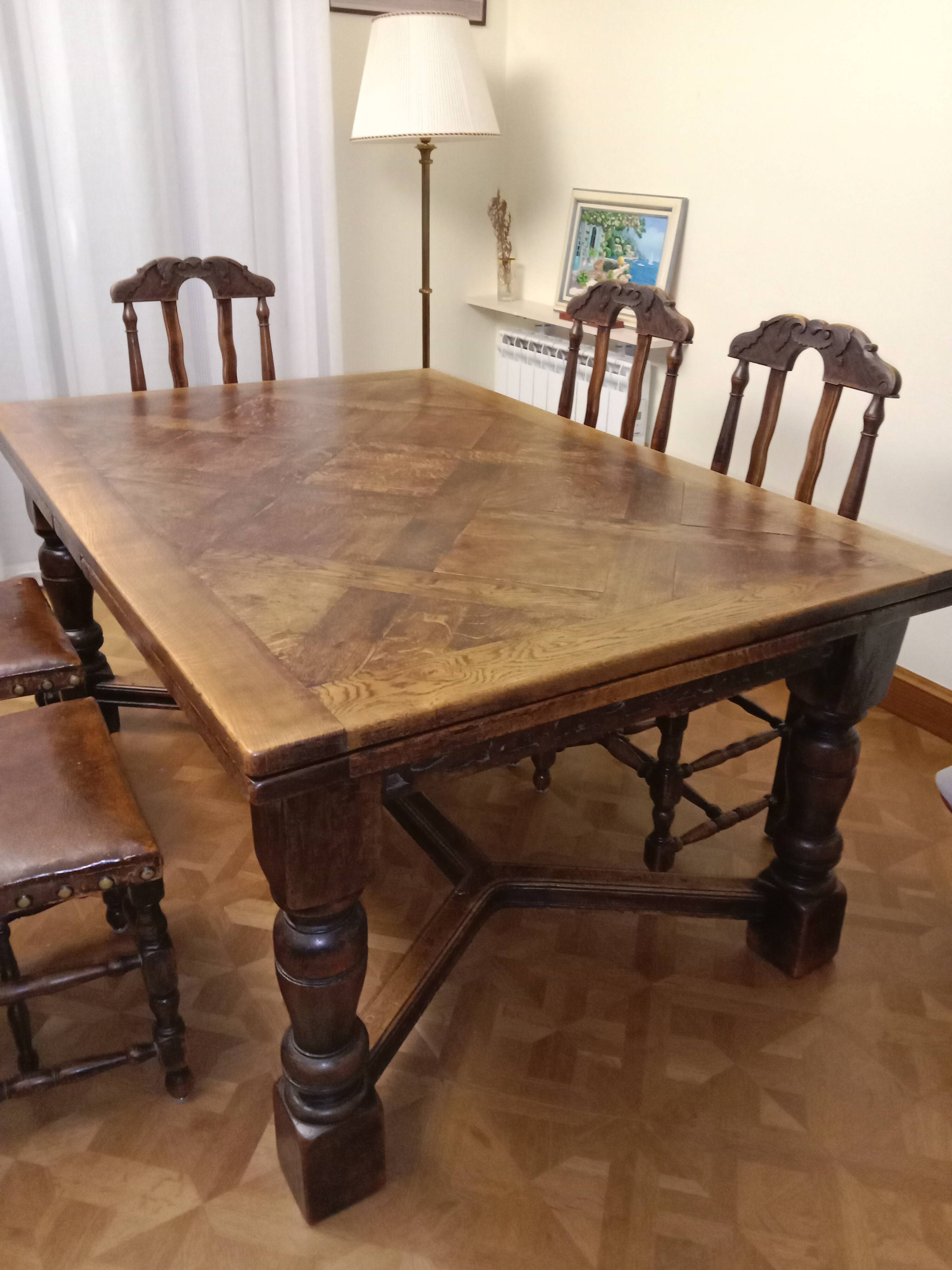 Solid oak dining table