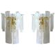 Set of Two Contemporary Venied-White "Alabastro" Listelli Murano Wall Sconces
