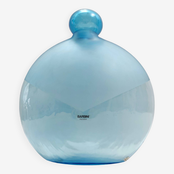 Bouteille Postmoderne Ronde en Verre de Murano Bleu Clair par Alfredo Barbini, Italie, 1980s